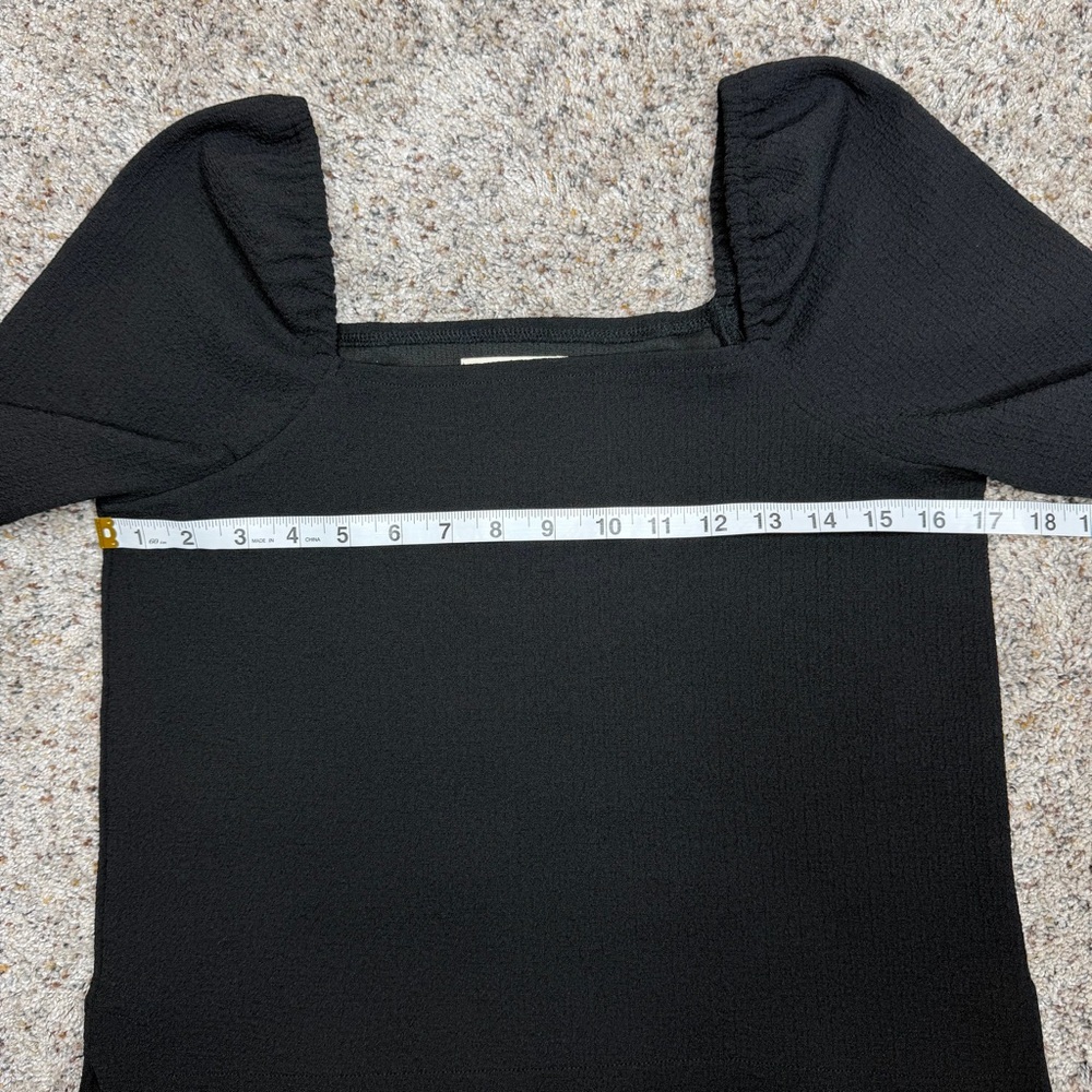 Madewell Crepe Square Neck Puff Sleeve Top True Black Extra Small XS AI514 - Picture 8 of 9